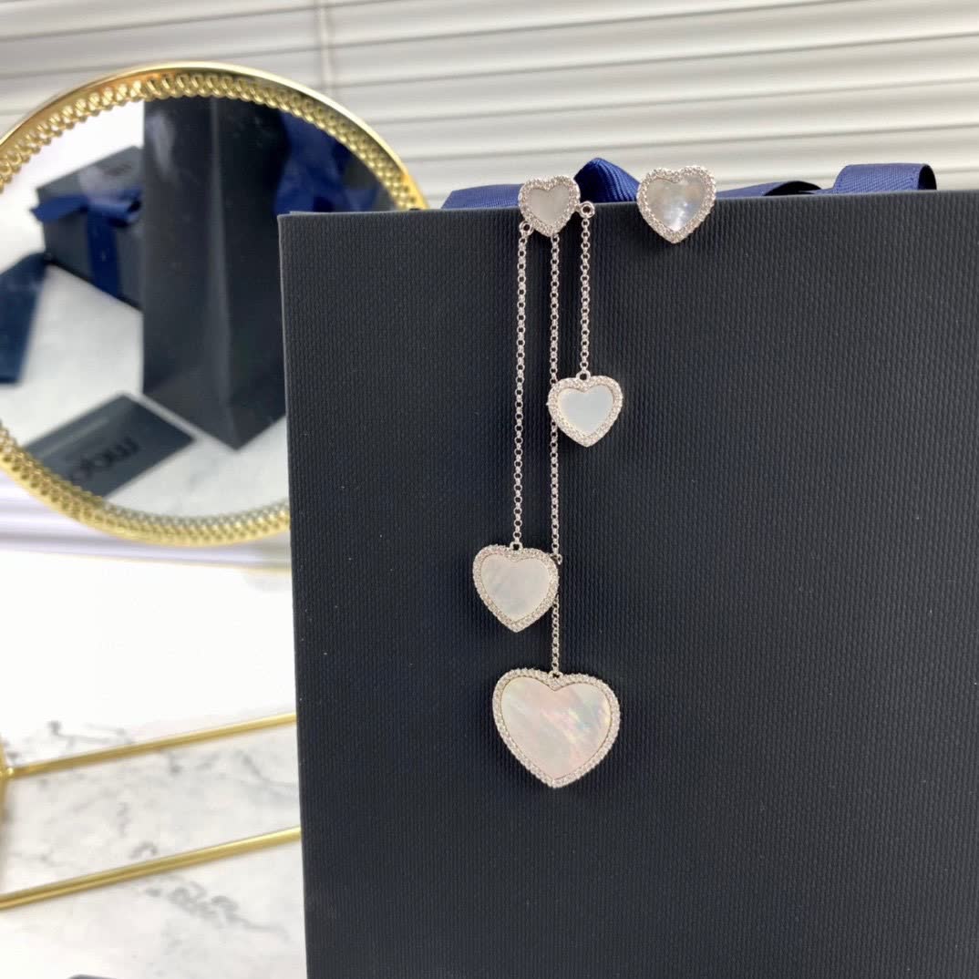 APM Monaco Heart Earrings with Diamonds and Mother-of-Pearl